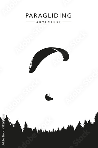 paragliding adventure on forest background vector illustration EPS10 photo
