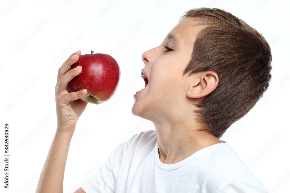 Portrait of Boy eating an apple Portrait of Boy eating an apple