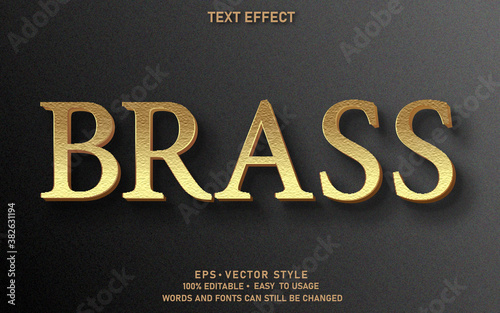 Editable Text Effect Modern Brass Premium Vector