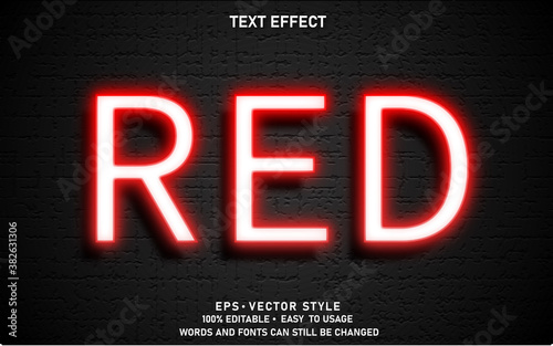 Editable Text Effect Red Premium Vector