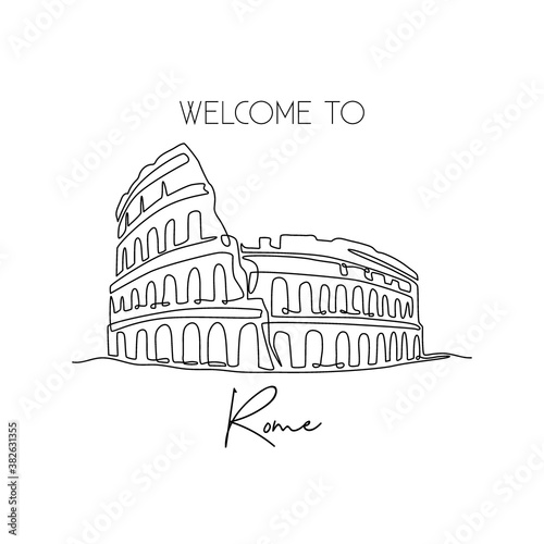 Canvastavla Single continuous line drawing Colosseum amphitheater