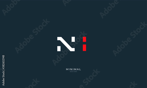 Alphabet letter icon logo NI