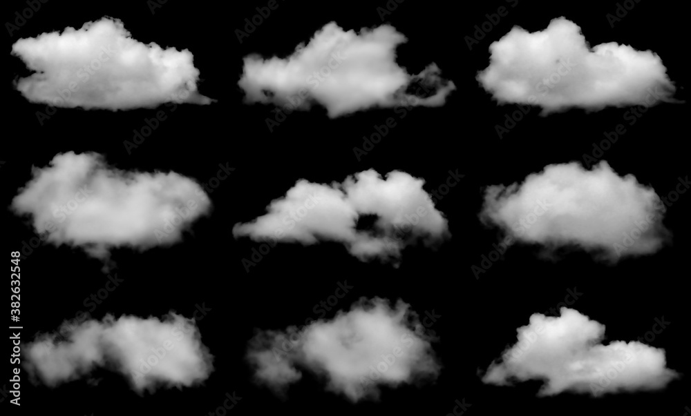 cloud isolated on black background - obrazy, fototapety, plakaty 