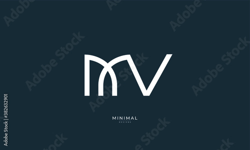 Alphabet letter icon logo MV