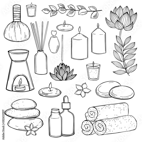 Spa treatment and aromatherapy. Vector  illustration.