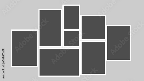 Photo frames mock-up. Photorealistic blank retro photo frames over transparent background. Template for design. Vector illustration