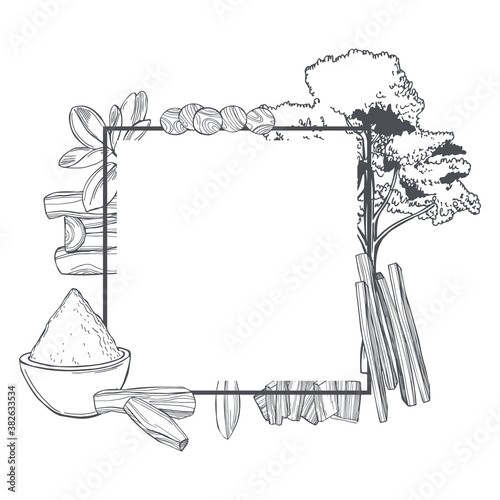 Sandalwood  set on white background.
