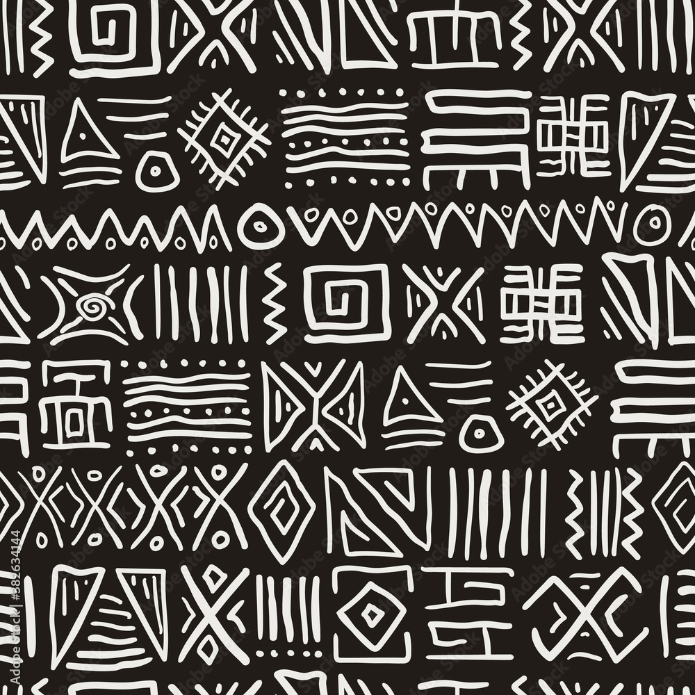 Seamless Stylized African Pattern. Ethnic and Tribal Motifs. Can Be Used for Textile, Prints, Phone Case, Greeting Card or Background Seamless Stylized African Pattern. Ethnic and Tribal Motifs. Can Be Used for Textile, Prints, Phone Case, Greeting Card or Background