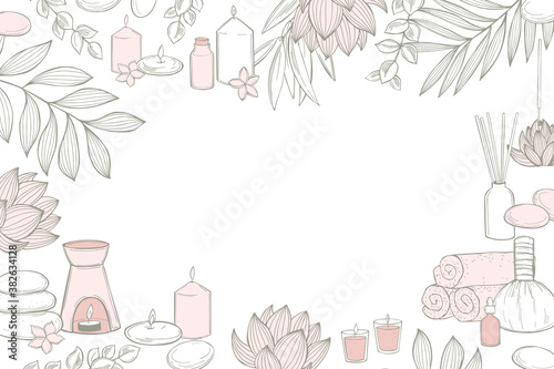 Spa treatment and aromatherapy. Vector background.