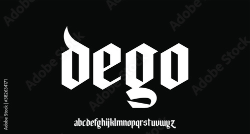 dego black letter elegant lowercase font. luxury and unique alphabet	

