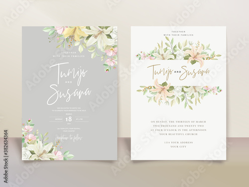 elegant lily wedding invitation card set