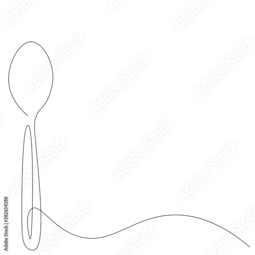 Spoon line drawing on white background. Vector illustration