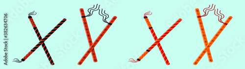 set of garba dancing sticks cartoon icon design template with various models. vector illustration isolated on blue background