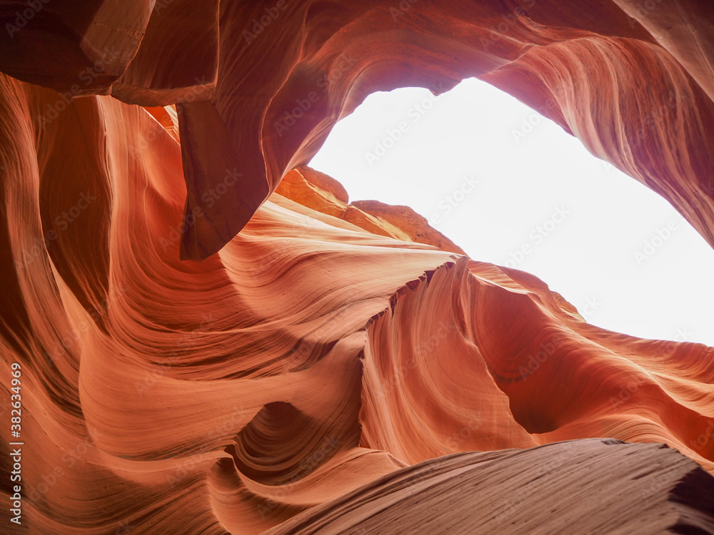 view of twisting sandstone walls in famous Antelope Canyon, American Southwest, Arizona, USA