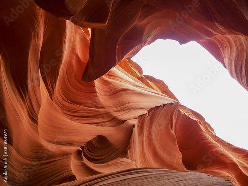 view of twisting sandstone walls in famous Antelope Canyon, American Southwest, Arizona, USA