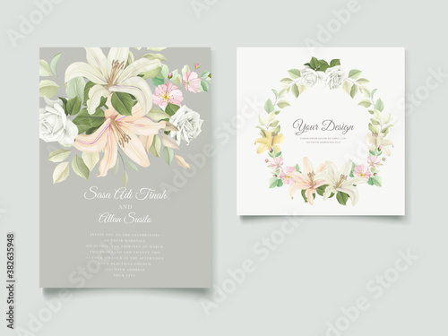 elegant lily wedding invitation card set