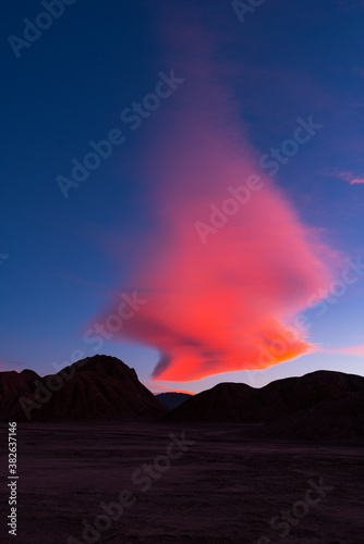 Sunset clouds in the Devil s Desert in the Los Colorados area  in the town of Tolar Grande in the province of Salta in La Puna Argentina. Argentina  South America  America