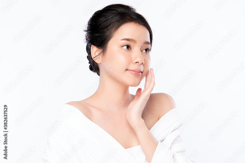 Beautiful young asian woman with clean fresh skin on white background, Face care, Facial treatment, Cosmetology, beauty and spa, Asian women portrait Beautiful young asian woman with clean fresh skin on white background, Face care, Facial treatment, Cosmetology, beauty and spa, Asian women portrait