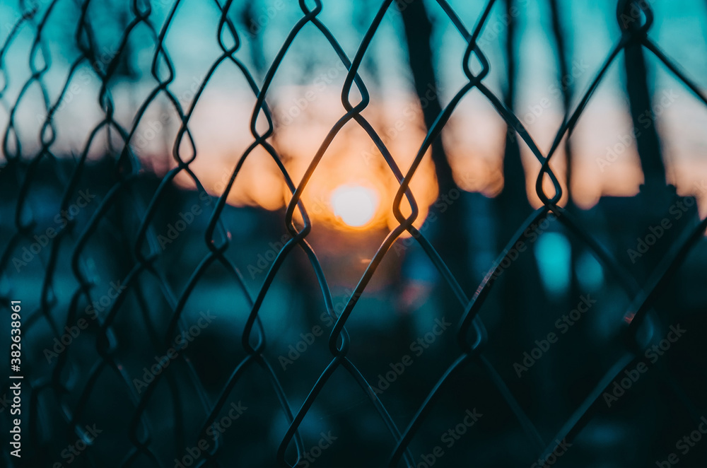 Fence grid sunset Fence grid sunset