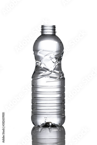 plastic water bottle no cap isolated on white background