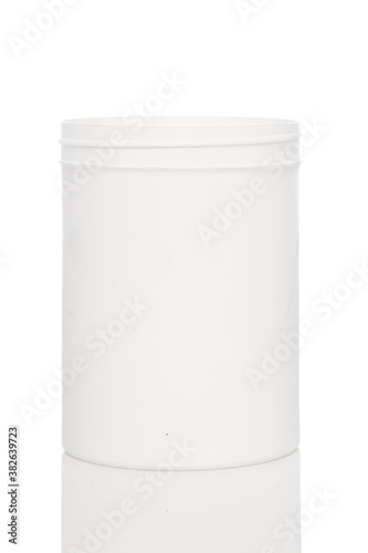 white cosmetic container plastic food no label 