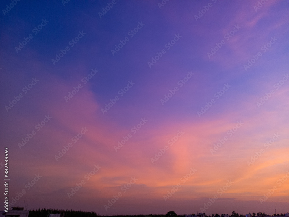 Fototapeta premium sunset with burning edges of clouds