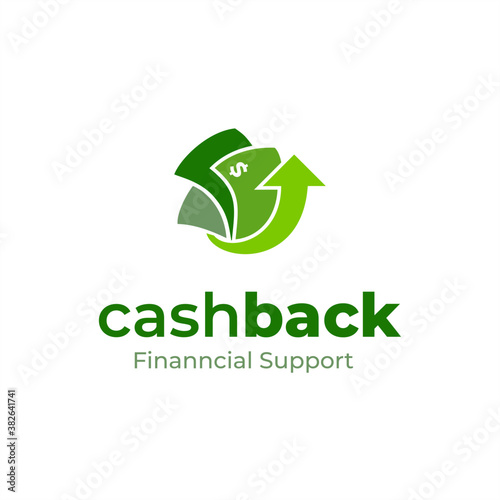 Cashback logo vector design. Money logo template. Business and finance icon. Money with arrow up. Currency. Financial support.