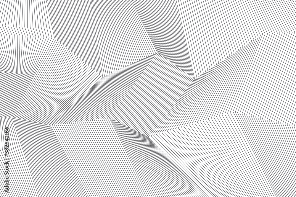Abstract background pattern made with repeated lines forming geometric shapes in 3 dimensions. Simple, modern and architectural vector art.