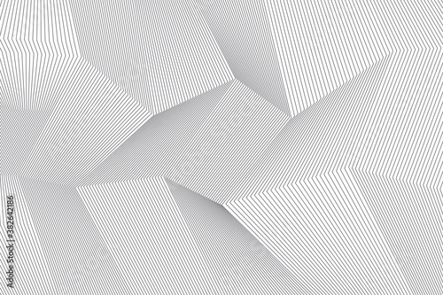 Abstract background pattern made with repeated lines forming geometric shapes in 3 dimensions. Simple, modern and architectural vector art. photo