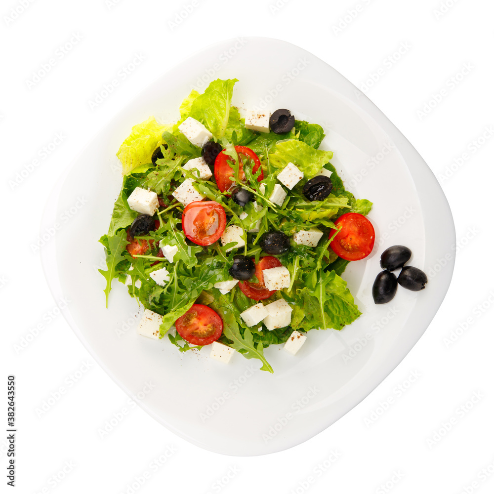 Greek salad with feta, cherry tomatoes, pepper and cucumber