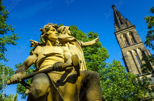 Prague, The Czech Republic: Statue of Libuše and Přemysl, Vyšehrad 