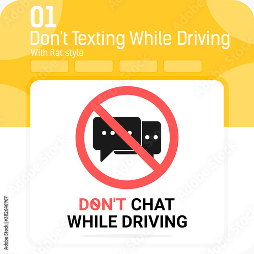 do not chatting while driving premiun icon with flat style isolated on white background. Vector don't texting while driving sign icon design for web design, mobile app, UI, UX, transport and other