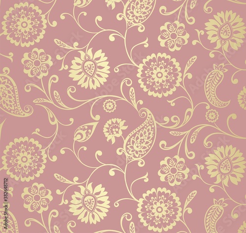 traditional paisley floral pattern , textile , Rajasthan, India	