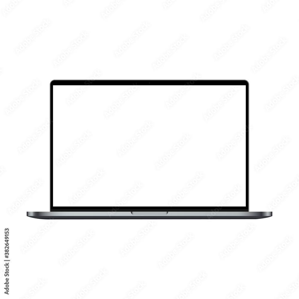 Modern dark silver laptop mockup isolated on white background, front view. Vector illustration Modern dark silver laptop mockup isolated on white background, front view. Vector illustration