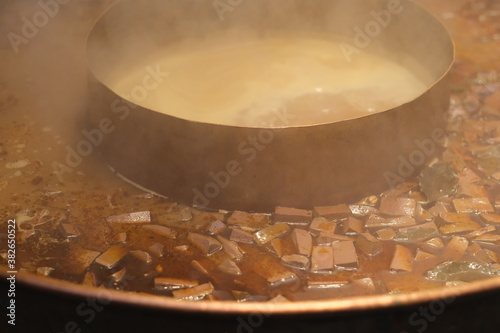 duck blood soup in Traditional Chinese hotpot photo