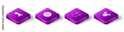 Set Isometric Car fender, wheel, Windscreen wiper and engine icon. Vector.