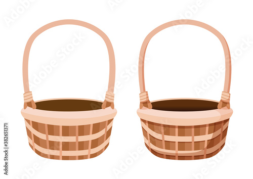 brown empty basket isolated on white background illustration vector 