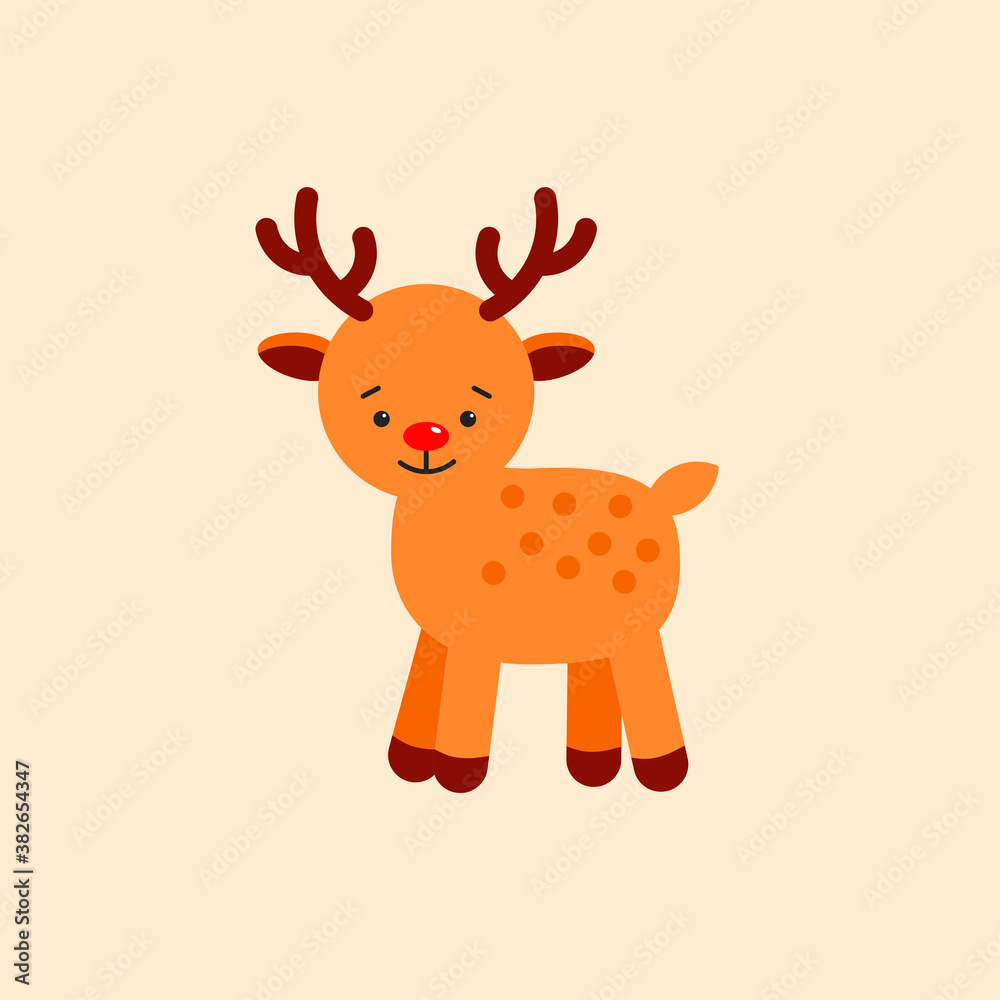 Santa's cute fawn. Vector character illustration Santa's cute fawn. Vector character illustration