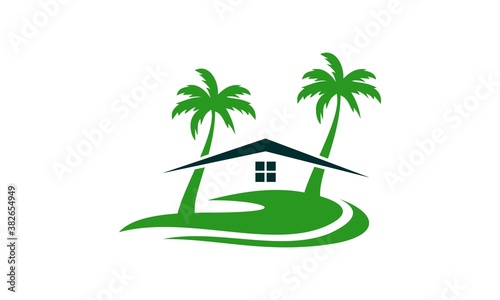 home beach and palm tree vector