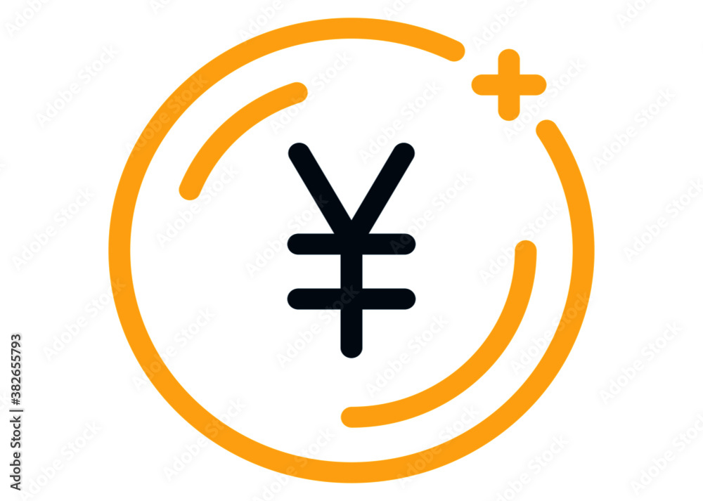 Fototapeta premium Coins of Yuan icon in simple style isolated on white background. Monetary currency symbol