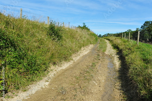 dirt road through countryside 