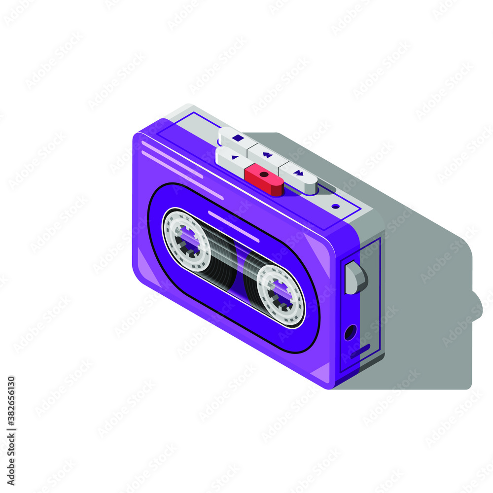 Fototapeta premium Isometric 3D Cassette Player Old Technology Device Equipment Appliances Element Vector Design Style Music Vintage Retro