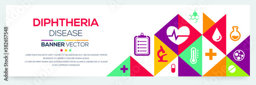 Creative (Diphtheria) disease Banner Word with Icons ,Vector illustration.	