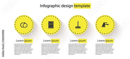 Set Washing dishes, Cleaning service for windows, Handle broom and Water tap. Business infographic template. Vector.