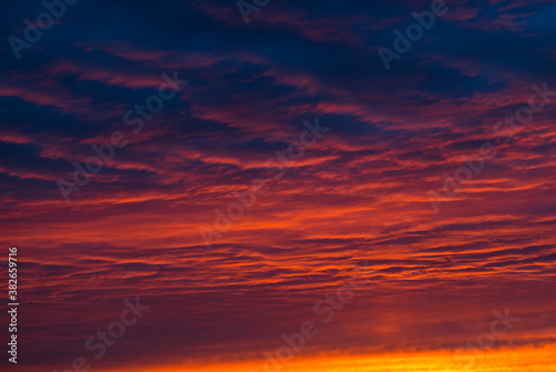 red clouds in the sunset sky