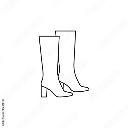 Female high boots icon. Line style. Vector.