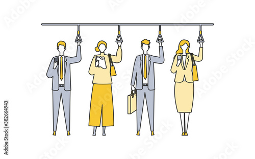 Commute of working businessmen. Flat design vector illustration of business people.