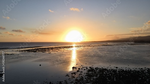 Sunset rocky sea costal