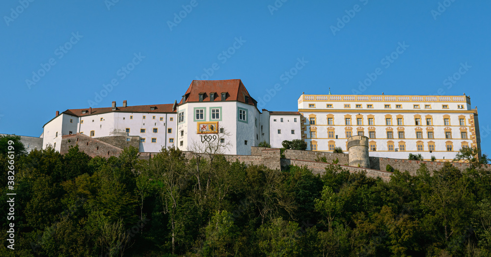 Panoramic view of the Veste Oberhaus in summer, Passau, Germany