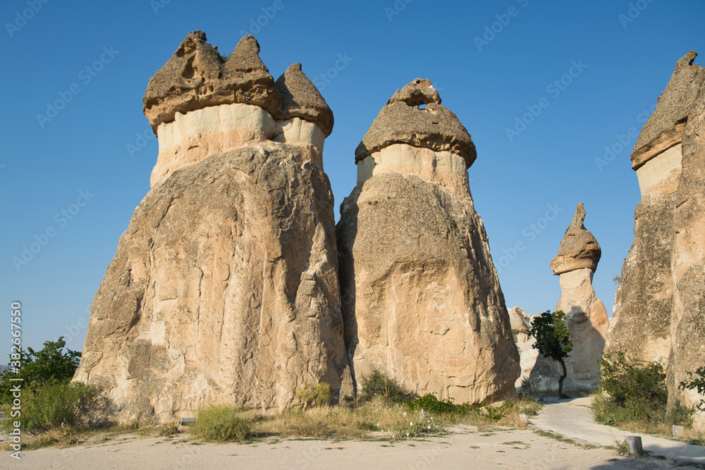 The fairy chimneys of Cappadocia. Goreme, Turkey. 